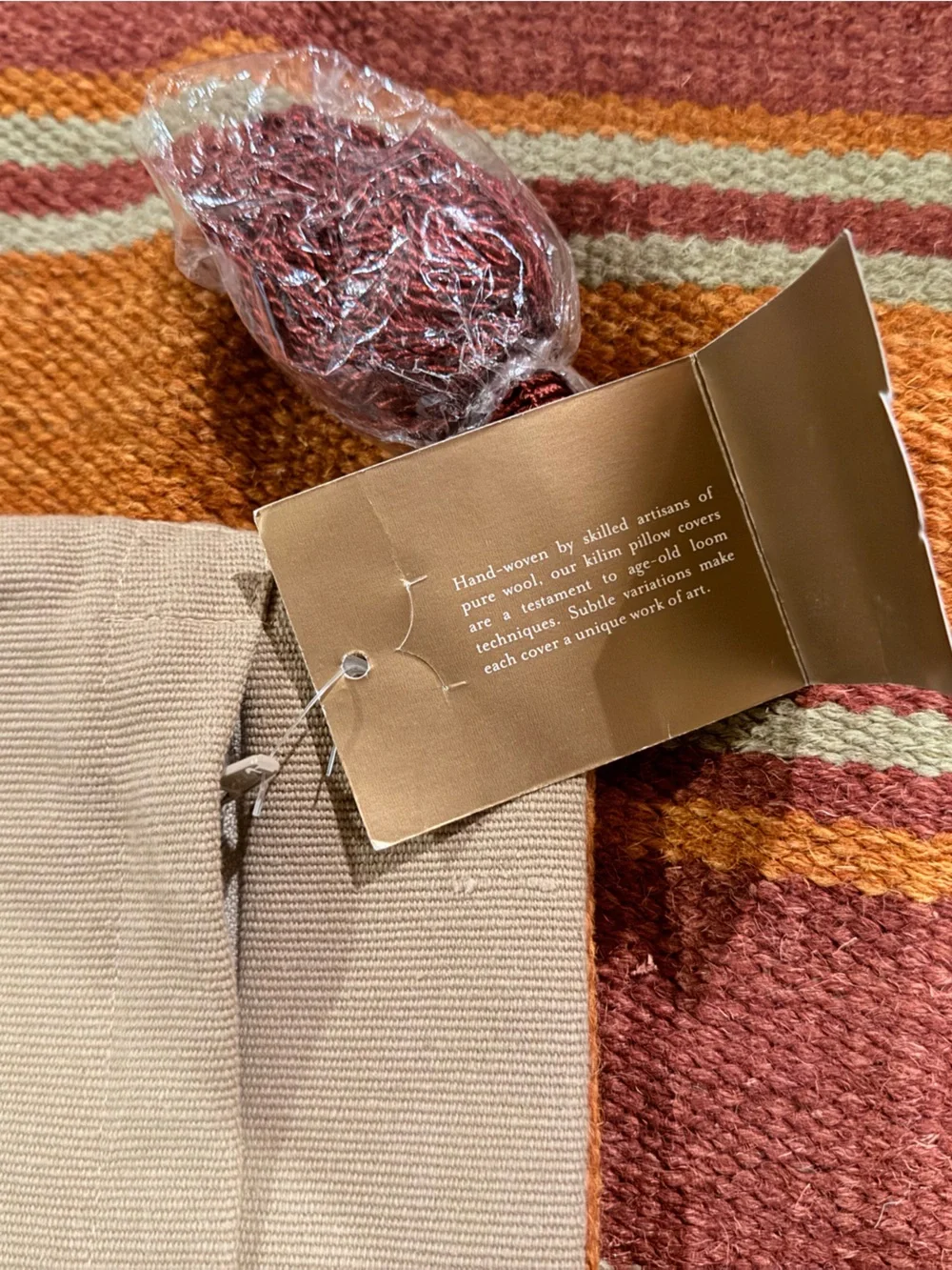 New Pottery Barn Bold Stripe Kilim Pillow Cover, Tassels, 24”, 2012